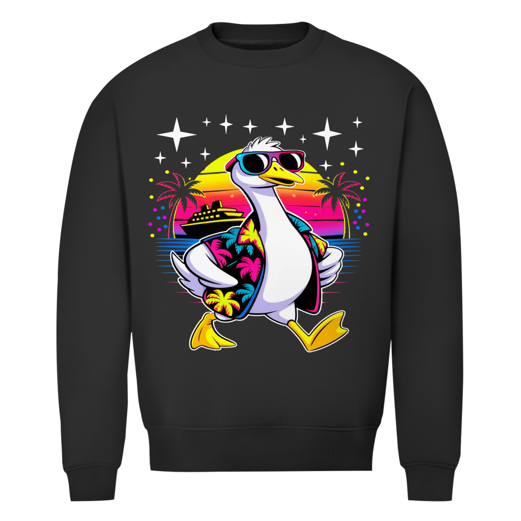 Herren Premium Bio Sweatshirt Hans the Duck on Vacation