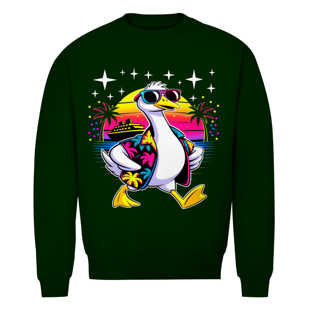 Herren Premium Bio Sweatshirt Hans the Duck on Vacation