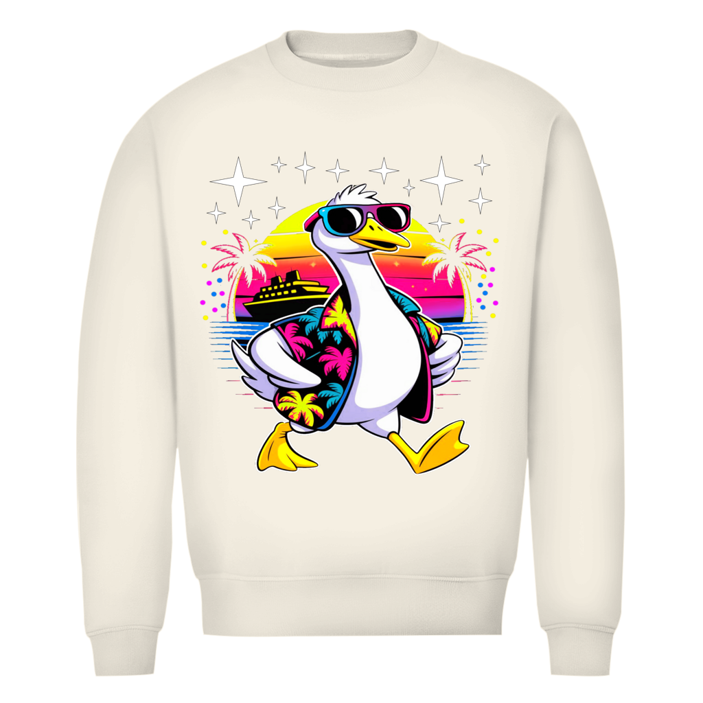 Herren Premium Bio Sweatshirt Hans the Duck on Vacation