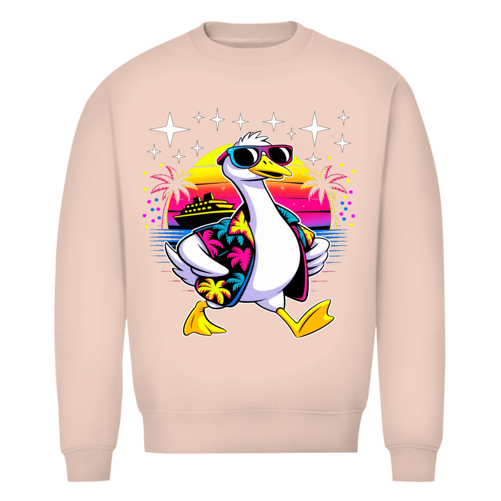 Herren Premium Bio Sweatshirt Hans the Duck on Vacation