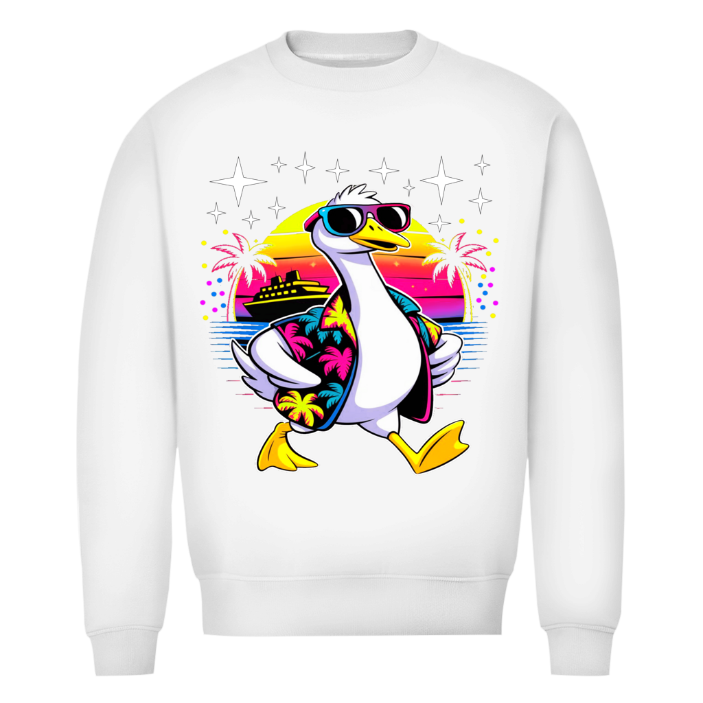 Herren Premium Bio Sweatshirt Hans the Duck on Vacation