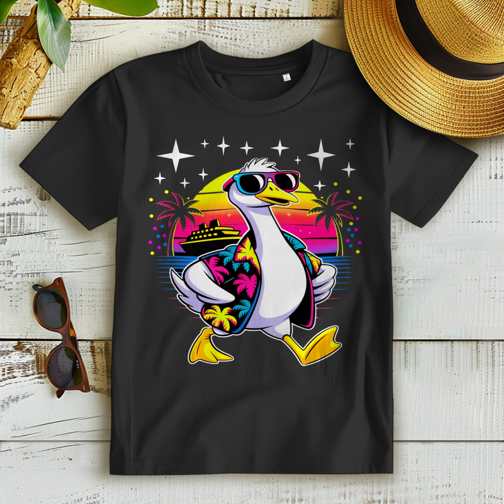 Damen Premium Bio T-Shirt Hans the Duck on Vacation