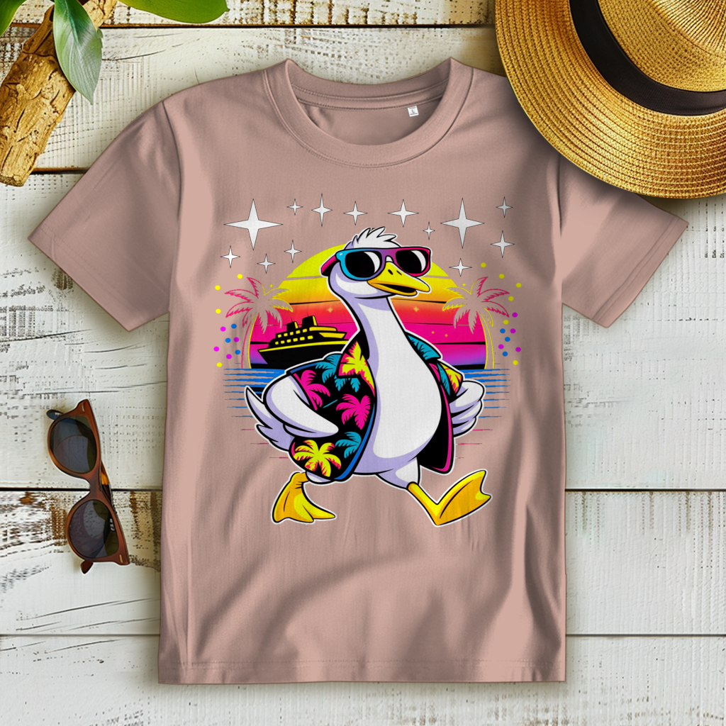 Damen Premium Bio T-Shirt Hans the Duck on Vacation