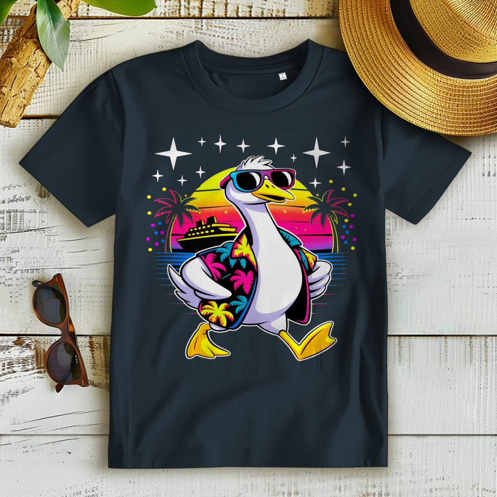 Damen Premium Bio T-Shirt Hans the Duck on Vacation