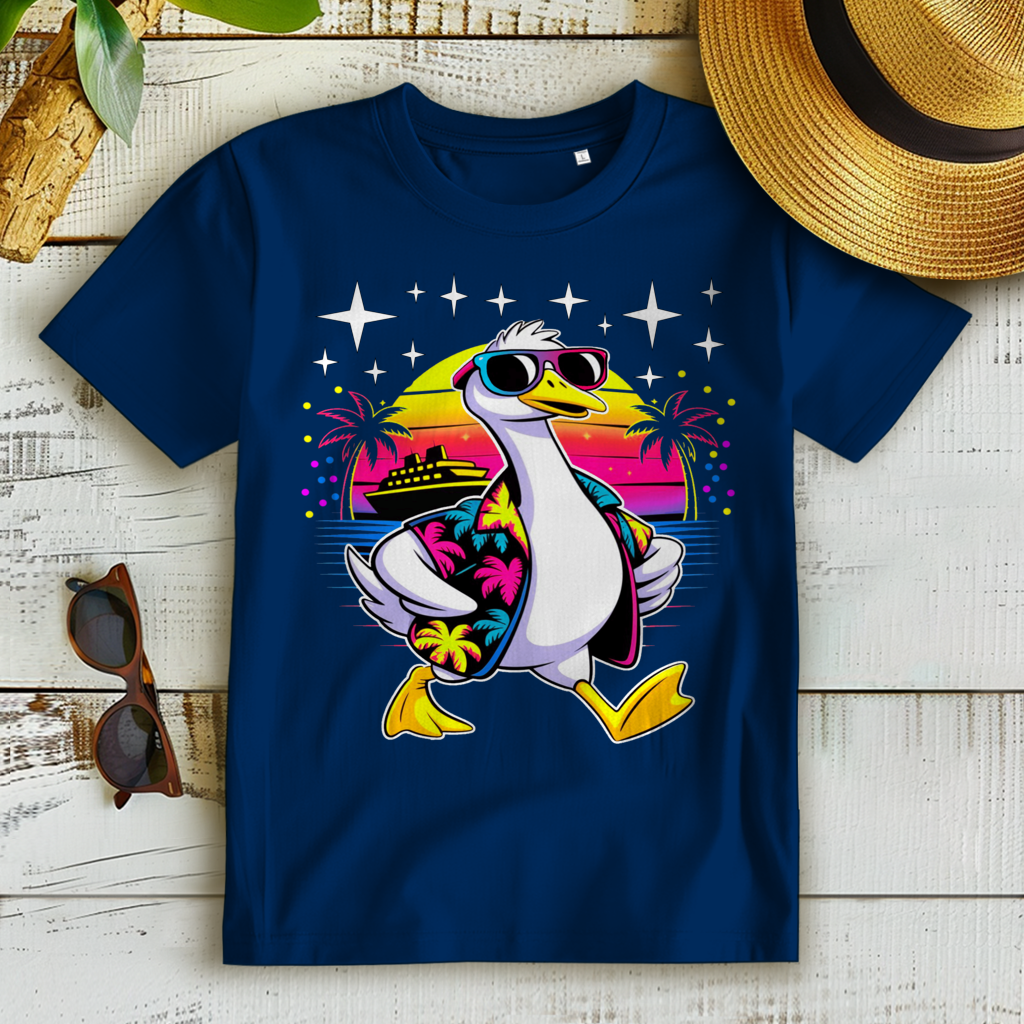 Damen Premium Bio T-Shirt Hans the Duck on Vacation