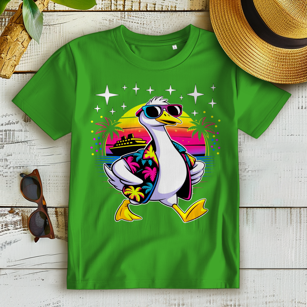 Damen Premium Bio T-Shirt Hans the Duck on Vacation