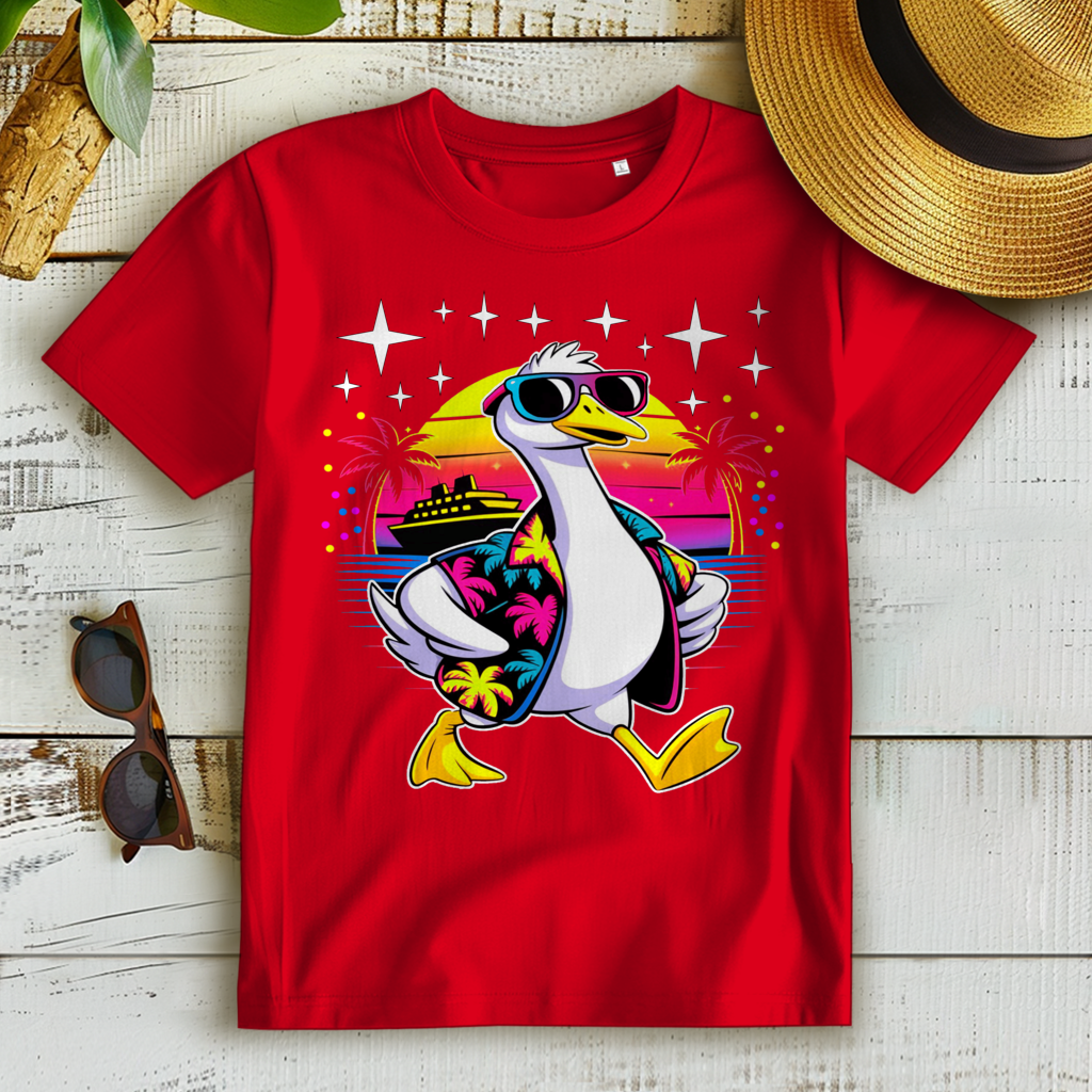 Damen Premium Bio T-Shirt Hans the Duck on Vacation