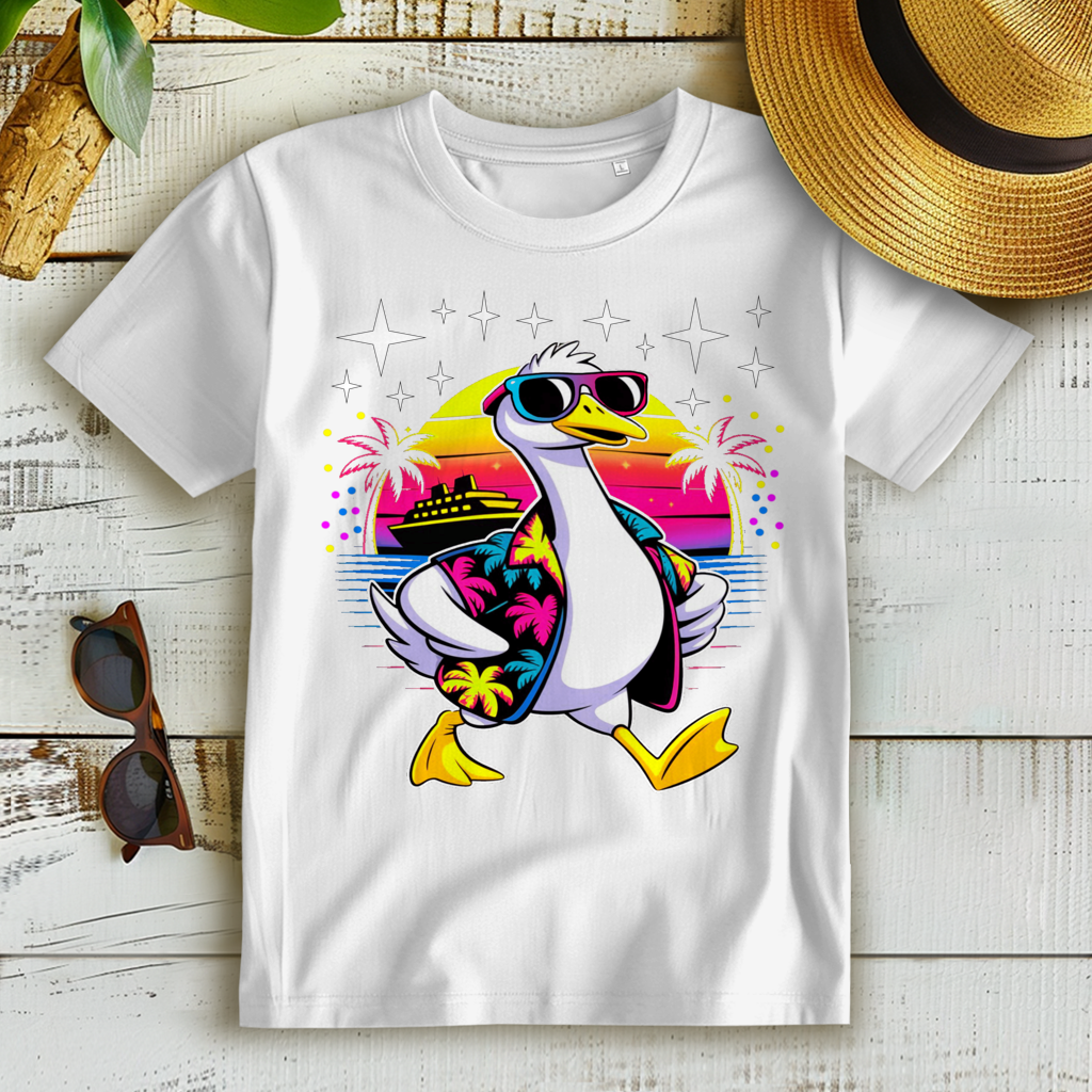 Damen Premium Bio T-Shirt Hans the Duck on Vacation