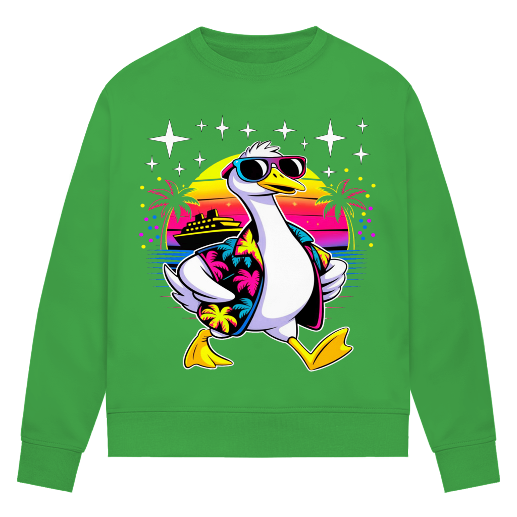 Damen Premium Bio Sweatshirt Hans the Duck on Vacation