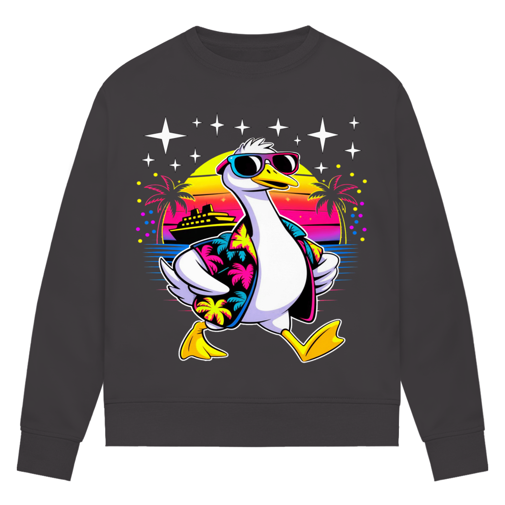 Damen Premium Bio Sweatshirt Hans the Duck on Vacation