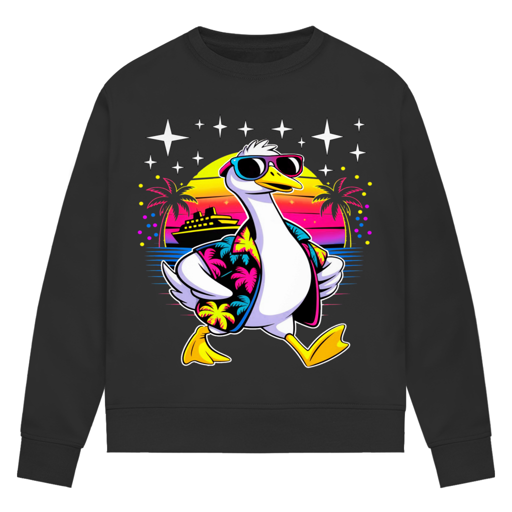 Damen Premium Bio Sweatshirt Hans the Duck on Vacation