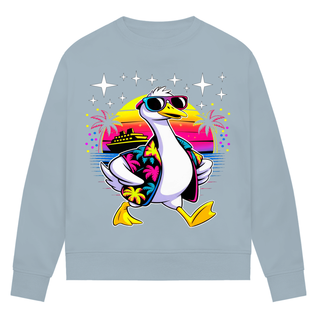 Damen Premium Bio Sweatshirt Hans the Duck on Vacation