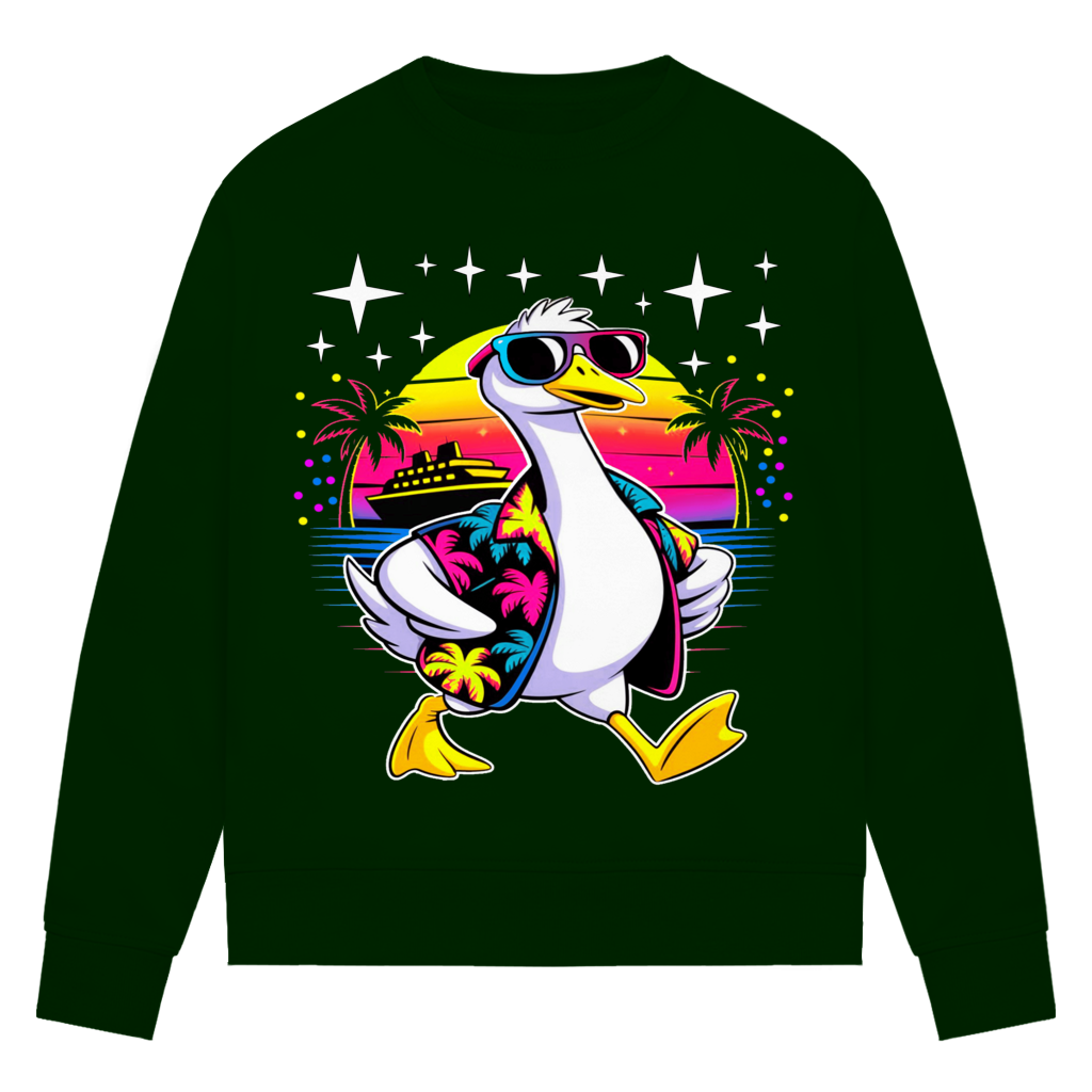 Damen Premium Bio Sweatshirt Hans the Duck on Vacation