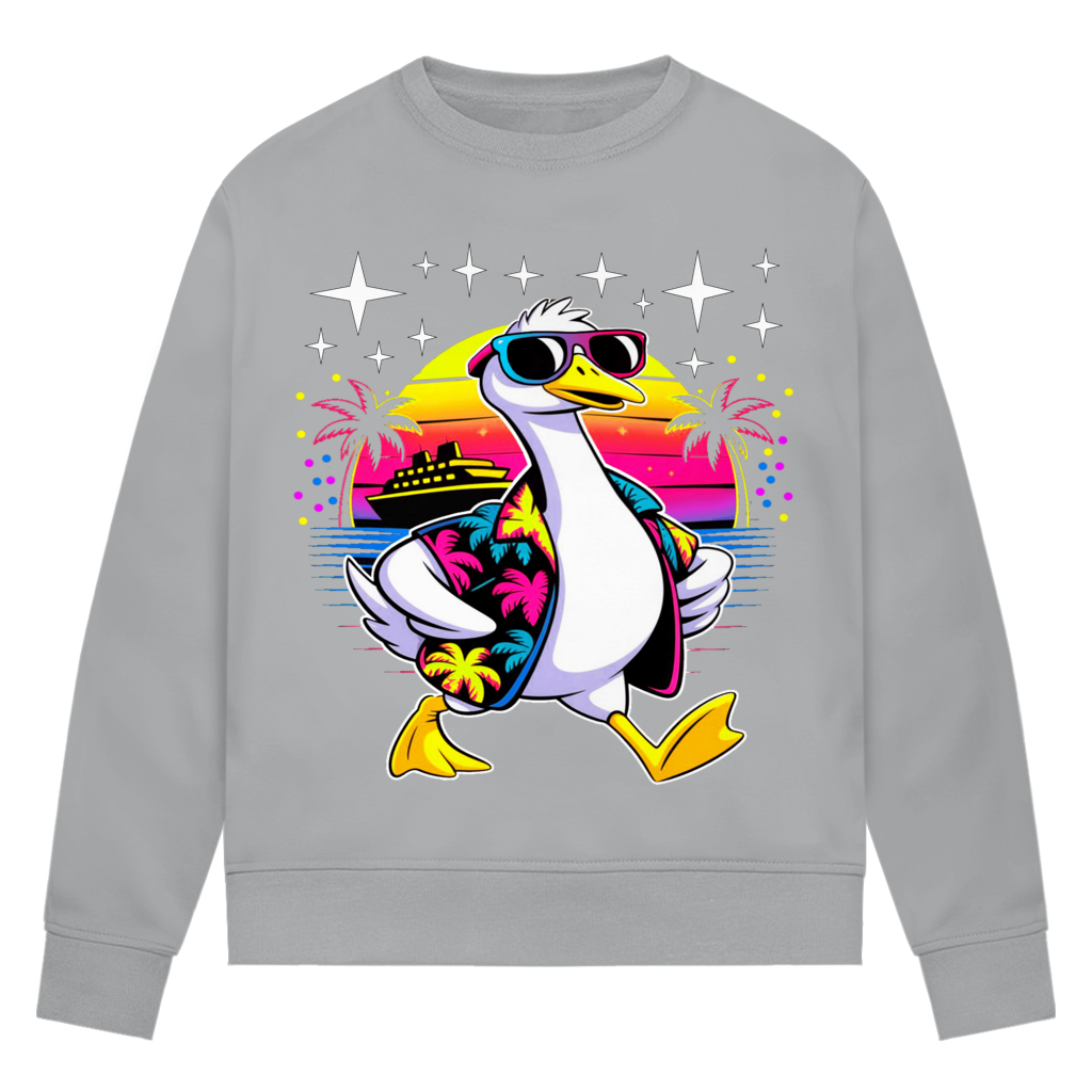 Damen Premium Bio Sweatshirt Hans the Duck on Vacation