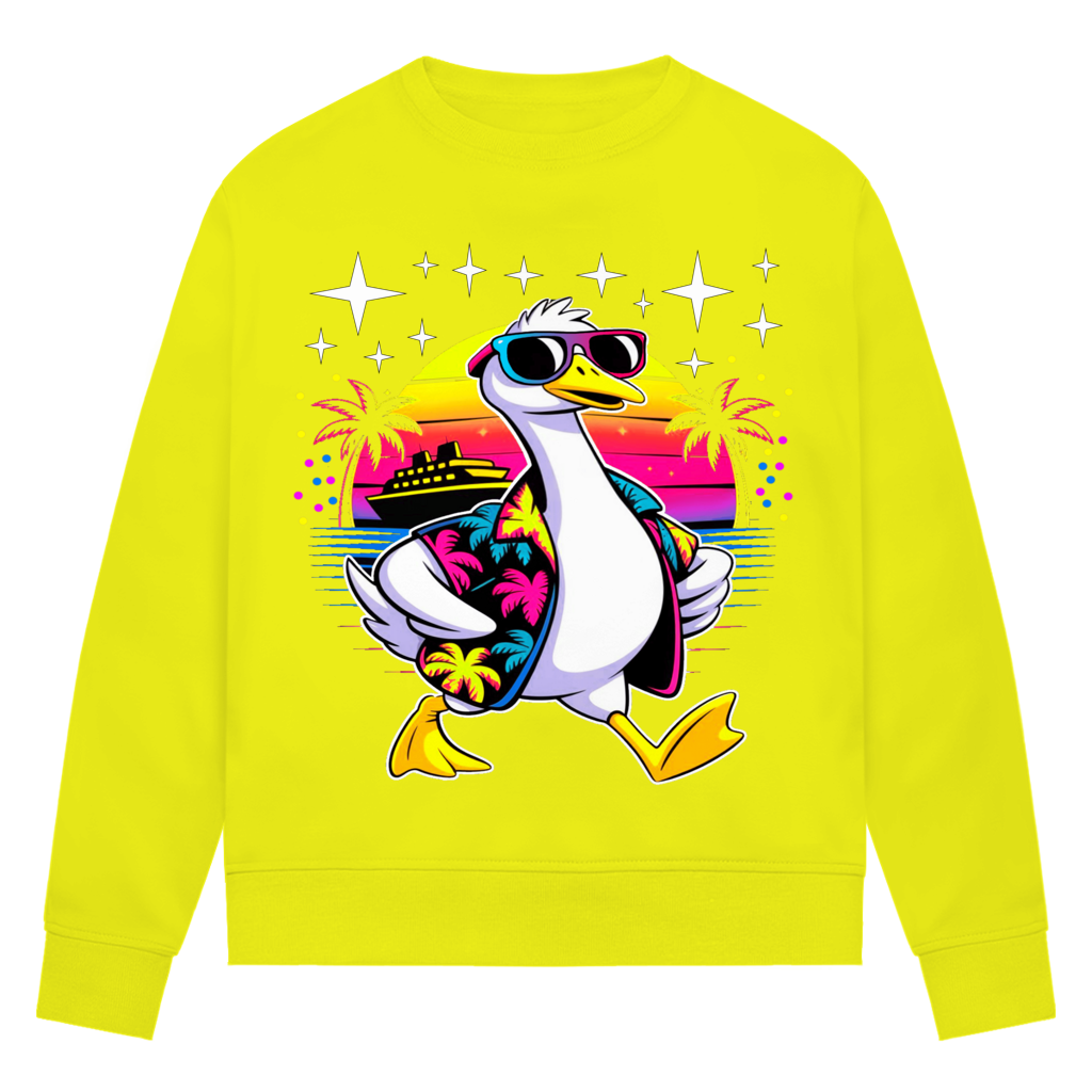 Damen Premium Bio Sweatshirt Hans the Duck on Vacation