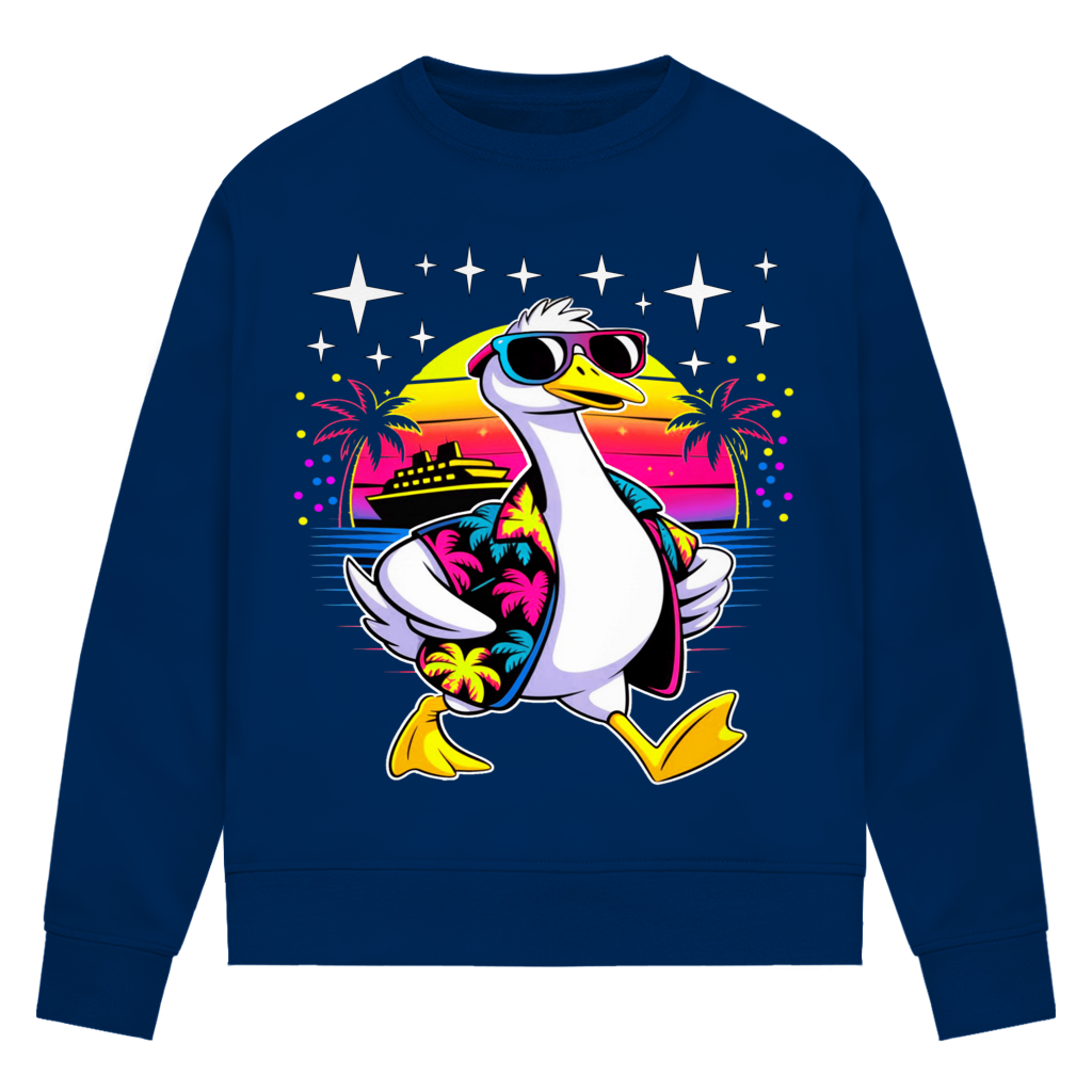 Damen Premium Bio Sweatshirt Hans the Duck on Vacation