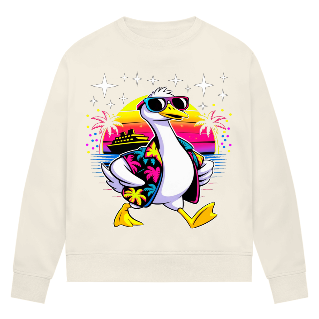 Damen Premium Bio Sweatshirt Hans the Duck on Vacation