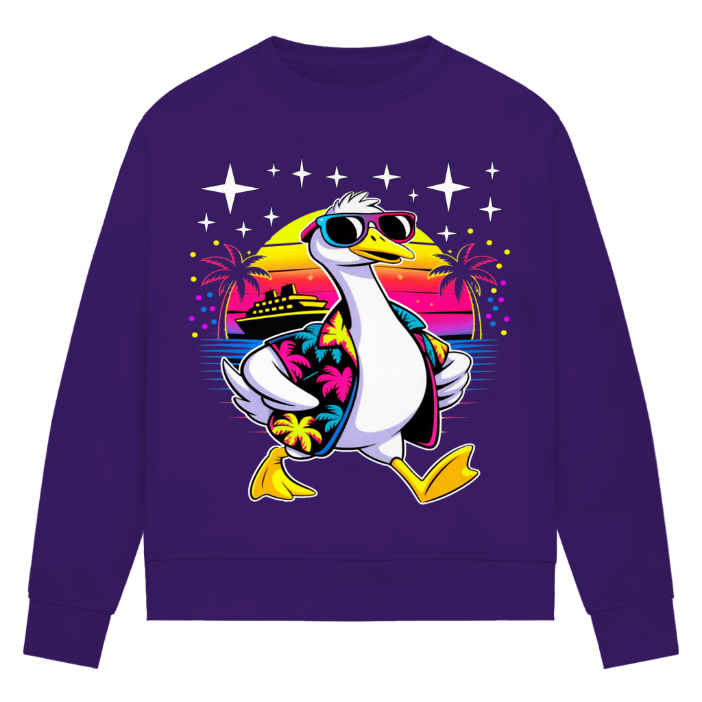 Damen Premium Bio Sweatshirt Hans the Duck on Vacation