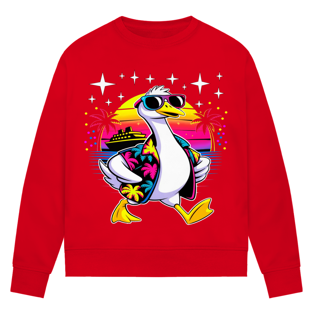 Damen Premium Bio Sweatshirt Hans the Duck on Vacation