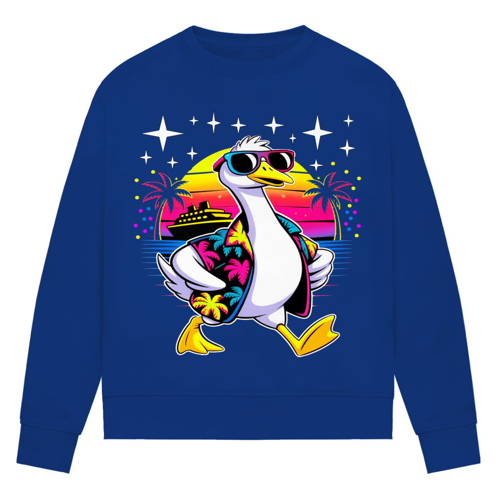 Damen Premium Bio Sweatshirt Hans the Duck on Vacation