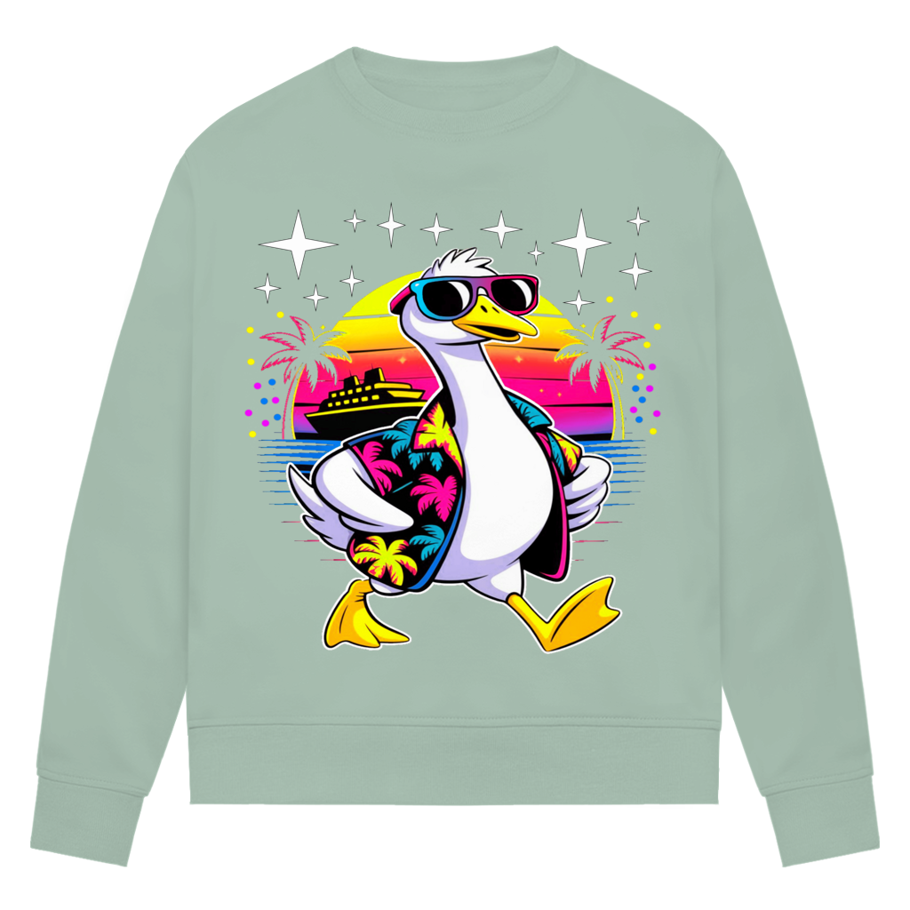 Damen Premium Bio Sweatshirt Hans the Duck on Vacation