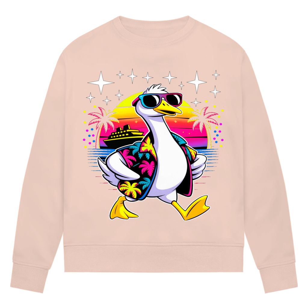 Damen Premium Bio Sweatshirt Hans the Duck on Vacation