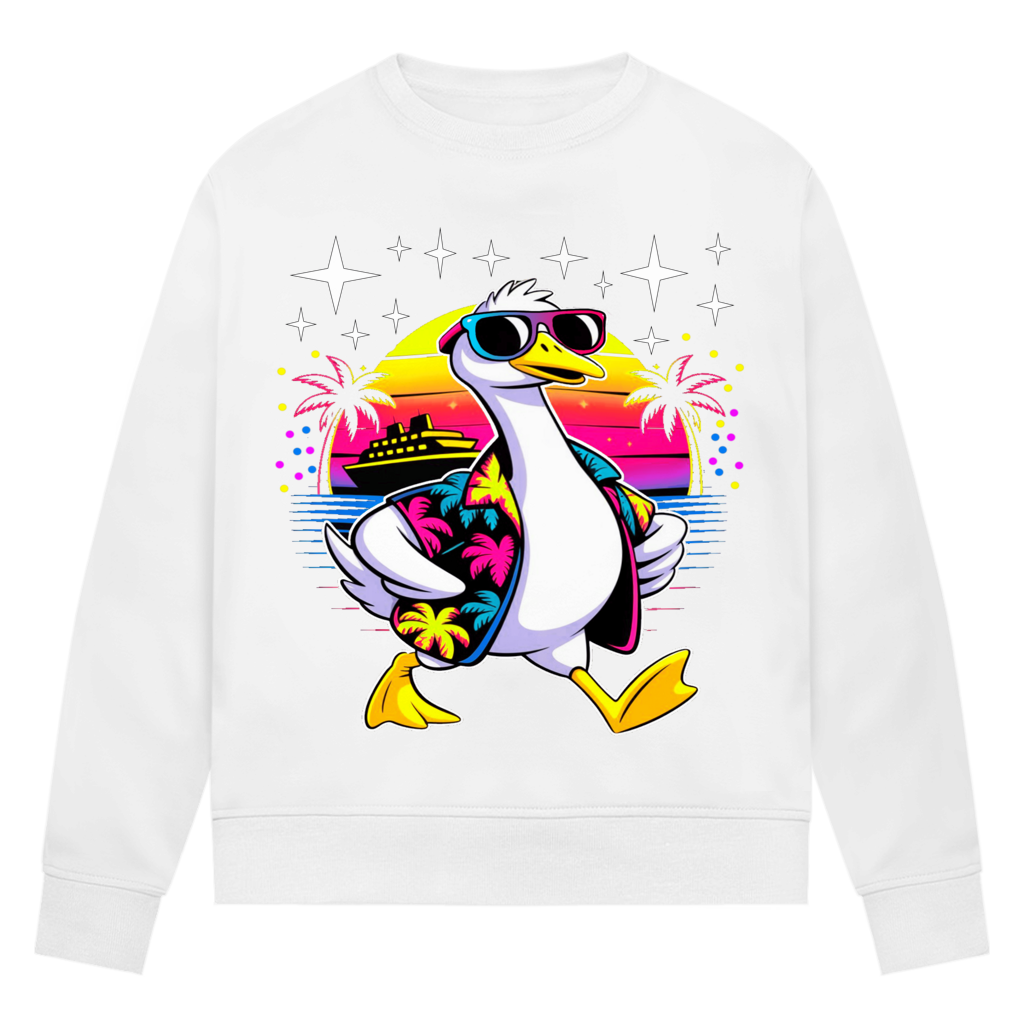 Damen Premium Bio Sweatshirt Hans the Duck on Vacation