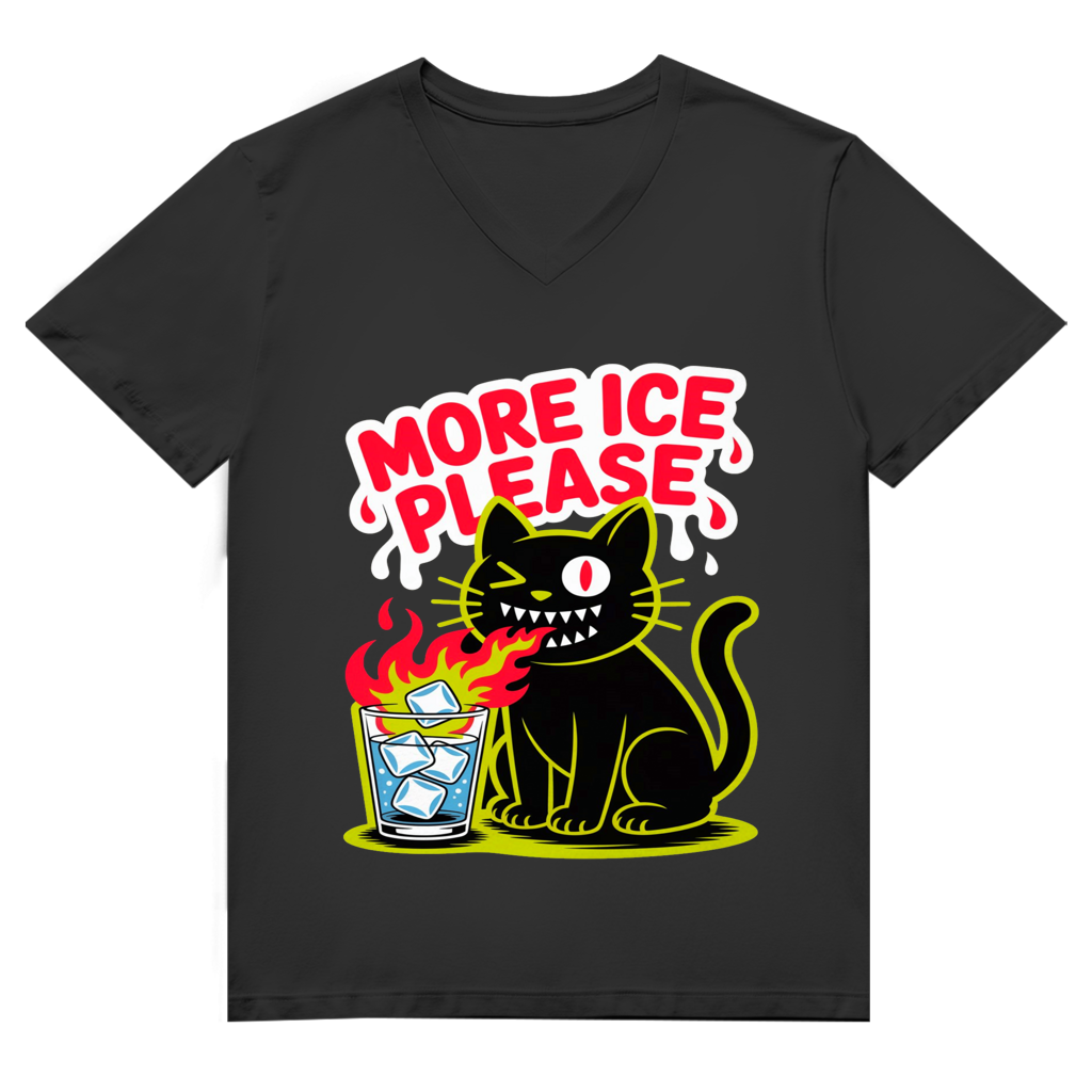 Herren Premium Bio V-Neck T-Shirt More Ice please cat
