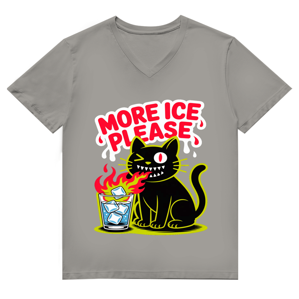 Herren Premium Bio V-Neck T-Shirt More Ice please cat