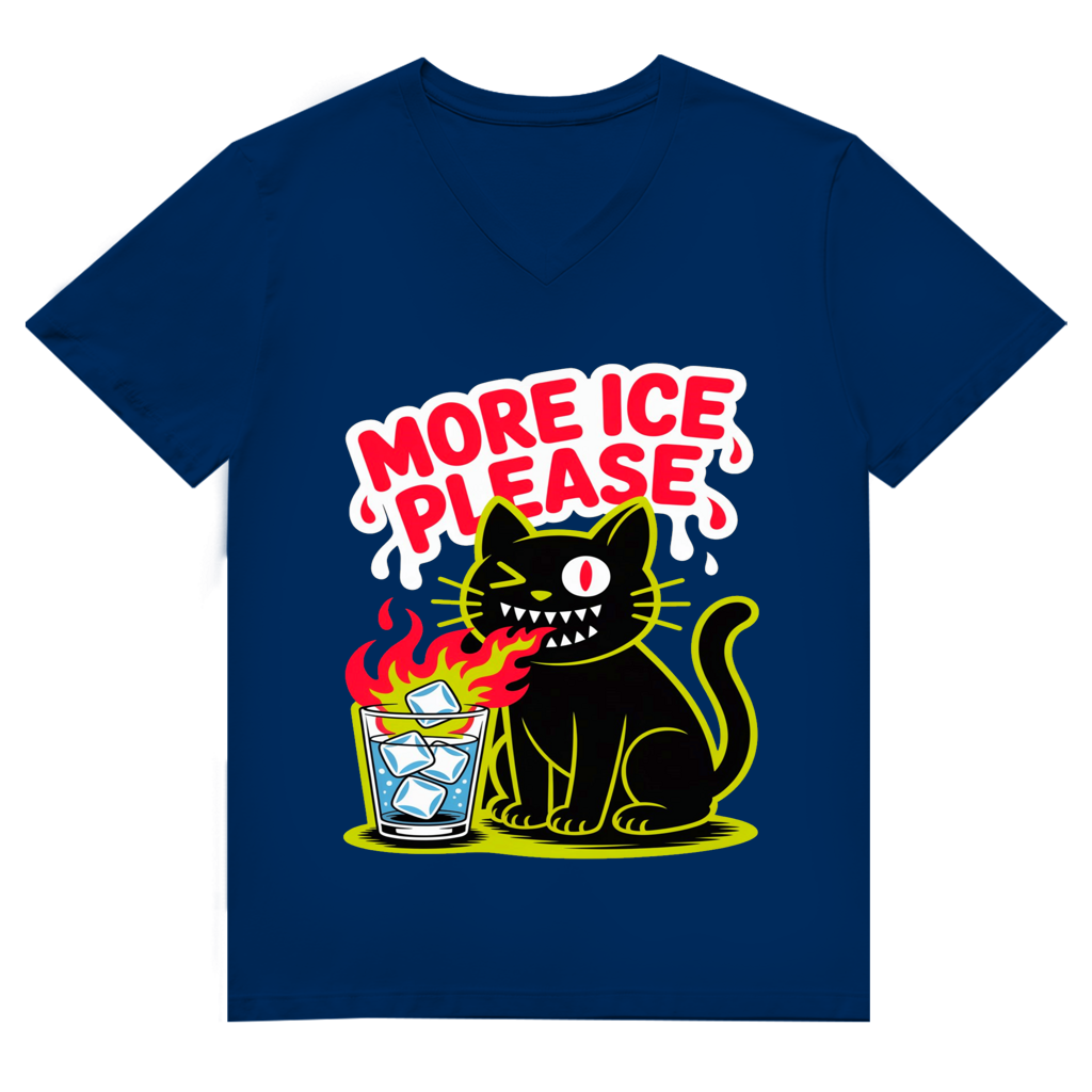 Herren Premium Bio V-Neck T-Shirt More Ice please cat