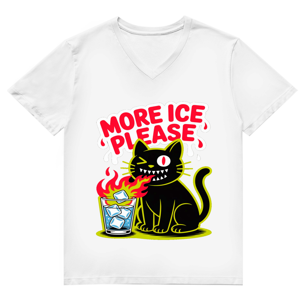 Herren Premium Bio V-Neck T-Shirt More Ice please cat