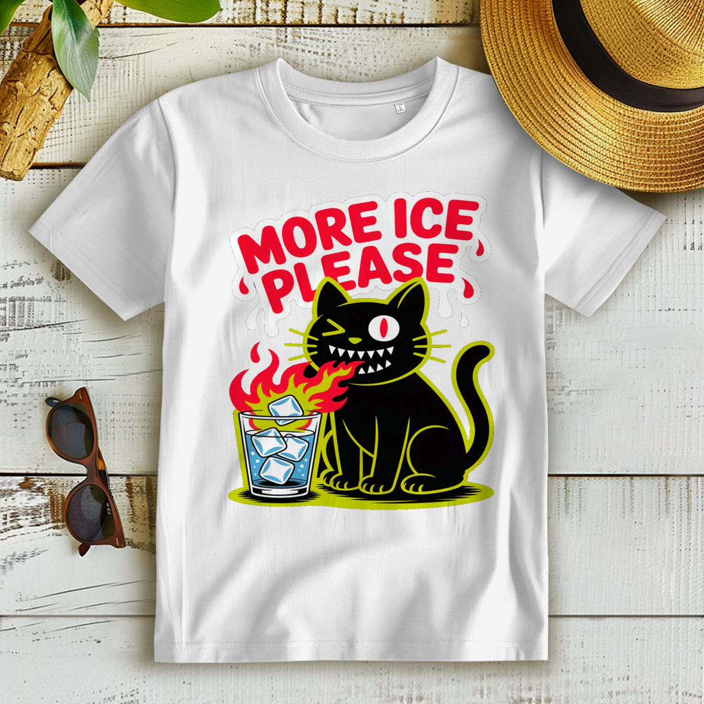 Damen Premium Bio T-Shirt More Ice please cat