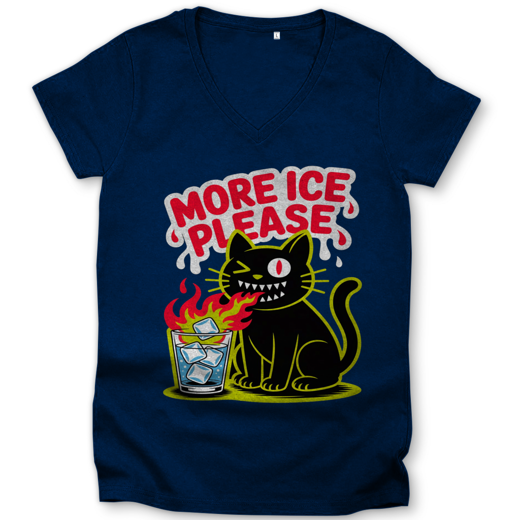 Damen Premium Bio V-Neck T-Shirt More Ice please cat