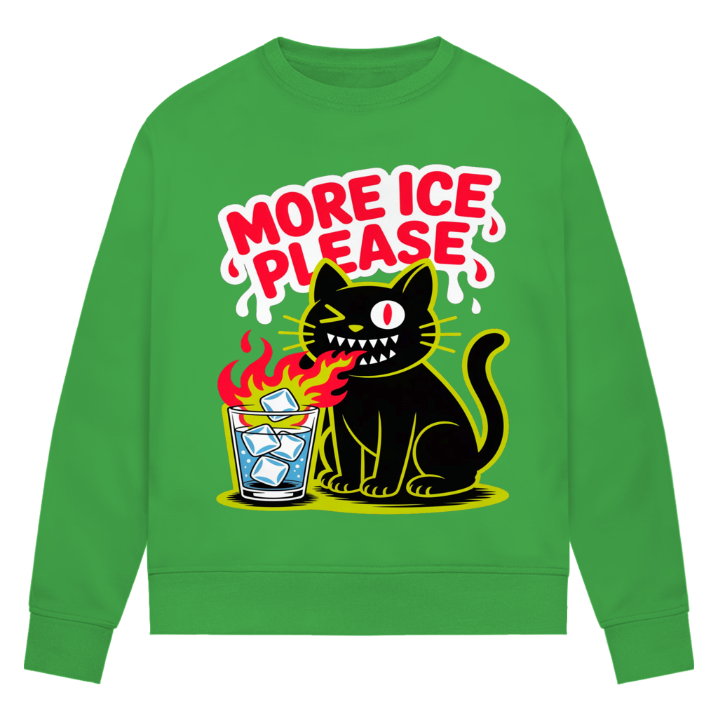 Damen Premium Bio Sweatshirt More Ice please cat