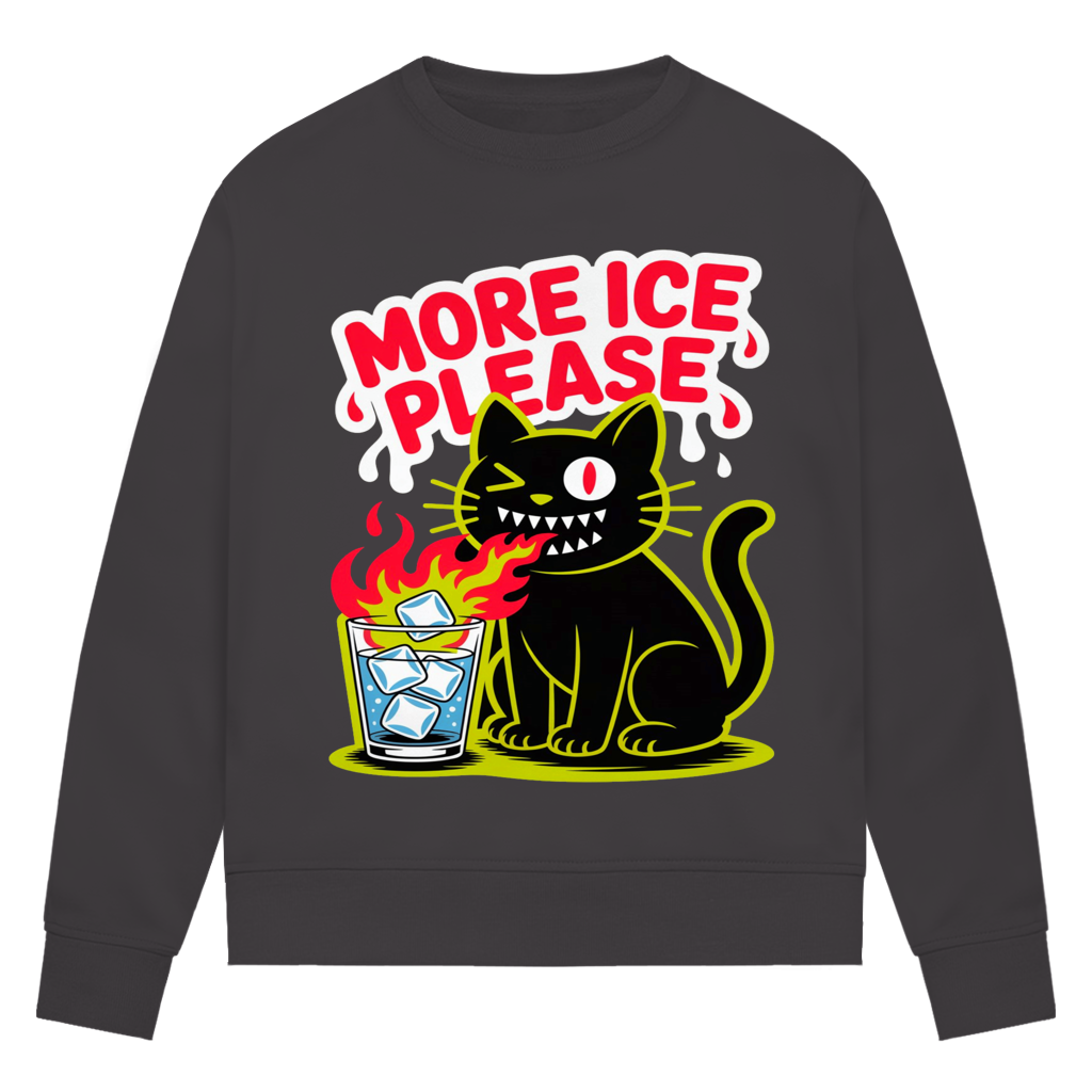 Damen Premium Bio Sweatshirt More Ice please cat