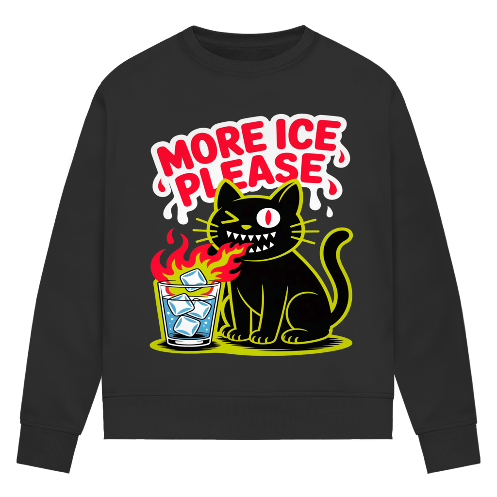 Damen Premium Bio Sweatshirt More Ice please cat