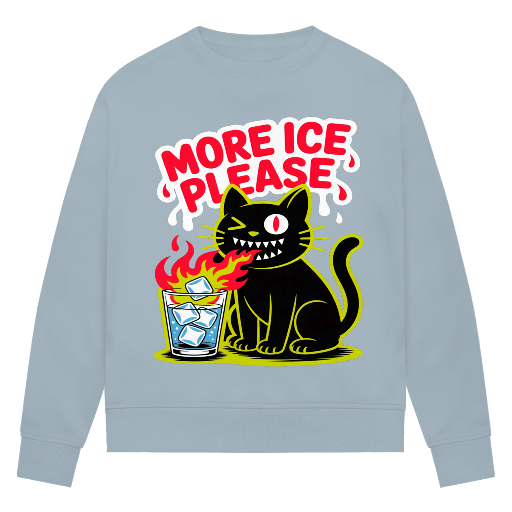 Damen Premium Bio Sweatshirt More Ice please cat