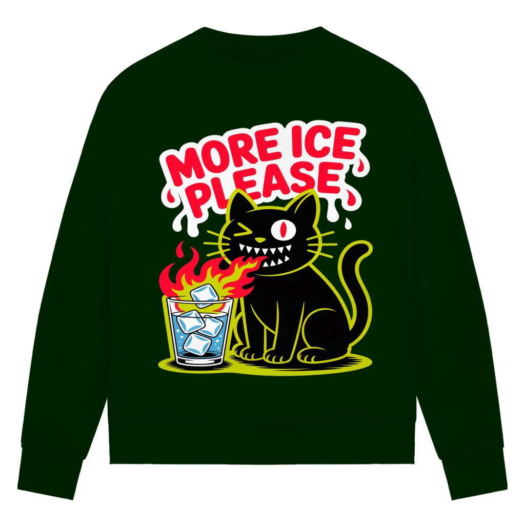 Damen Premium Bio Sweatshirt More Ice please cat