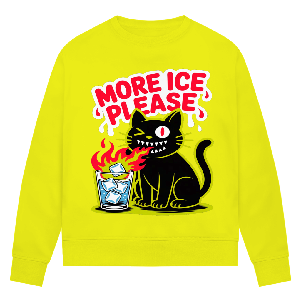 Damen Premium Bio Sweatshirt More Ice please cat