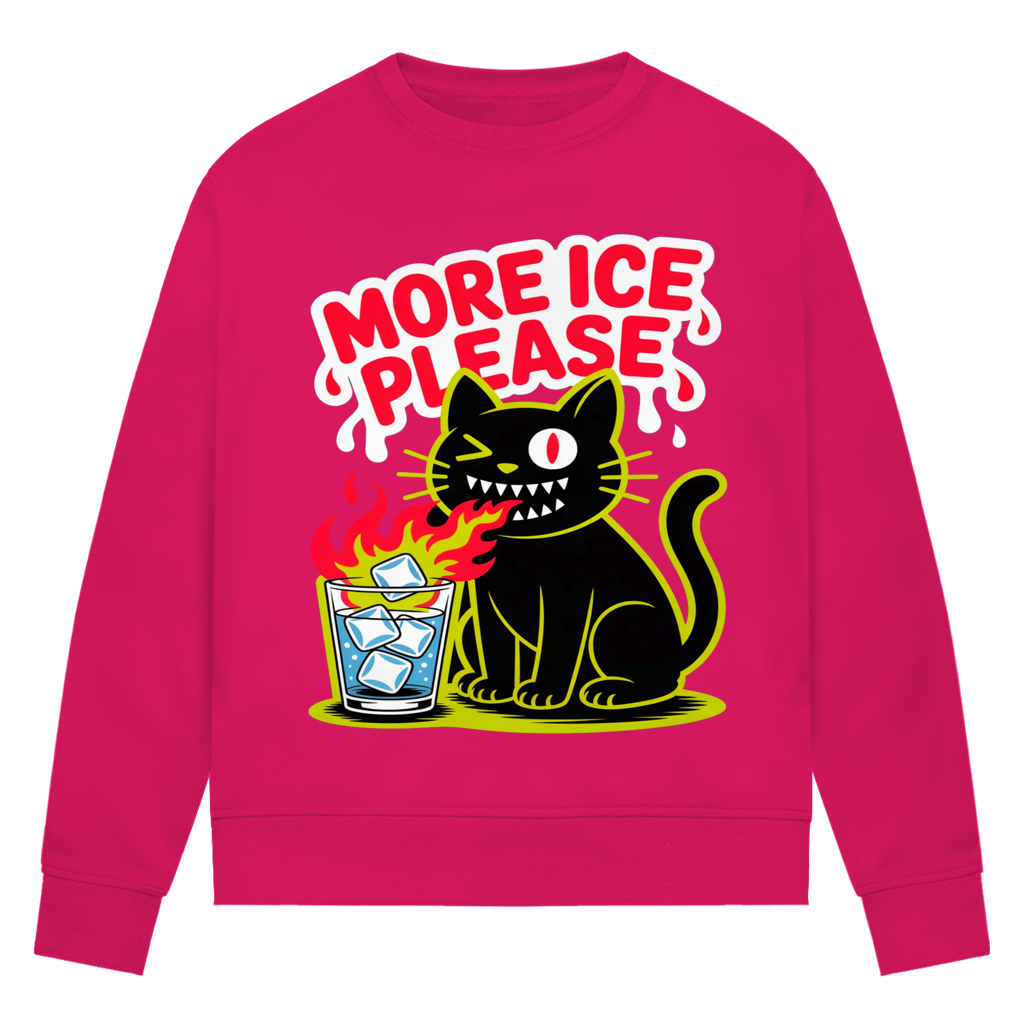 Damen Premium Bio Sweatshirt More Ice please cat