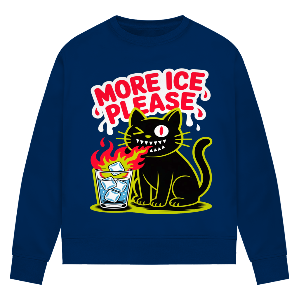Damen Premium Bio Sweatshirt More Ice please cat