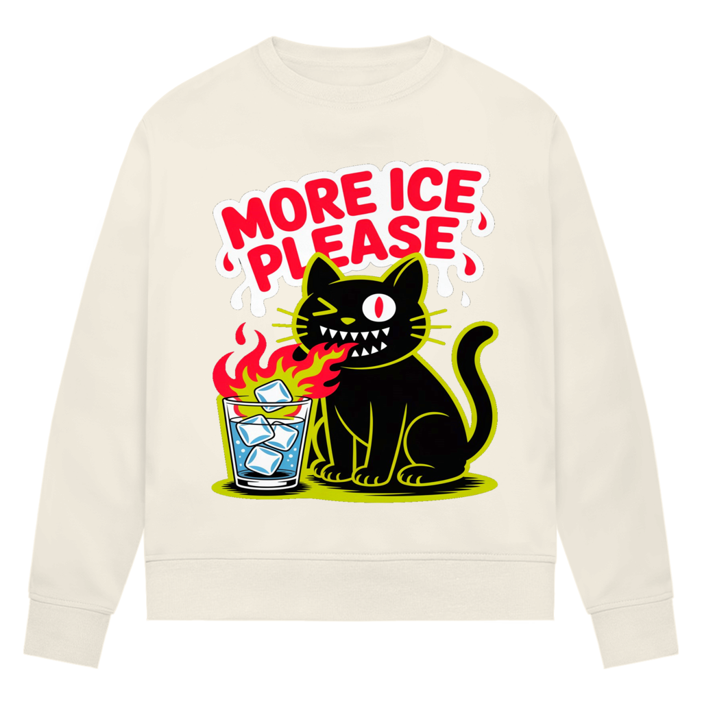 Damen Premium Bio Sweatshirt More Ice please cat