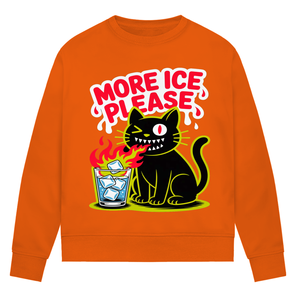 Damen Premium Bio Sweatshirt More Ice please cat