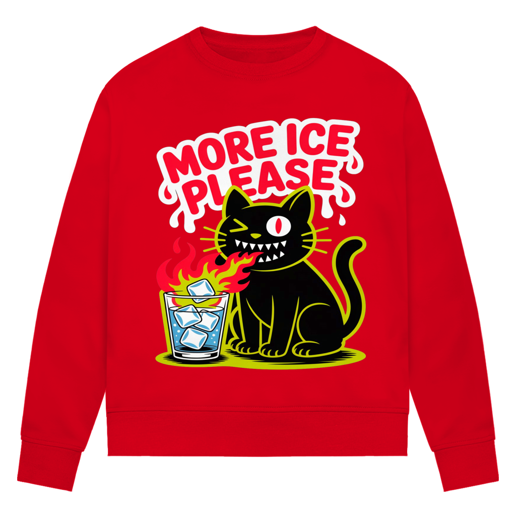Damen Premium Bio Sweatshirt More Ice please cat