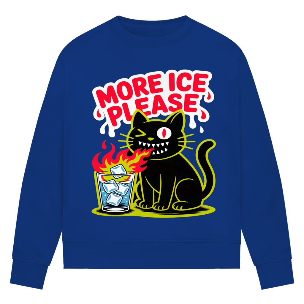 Damen Premium Bio Sweatshirt More Ice please cat