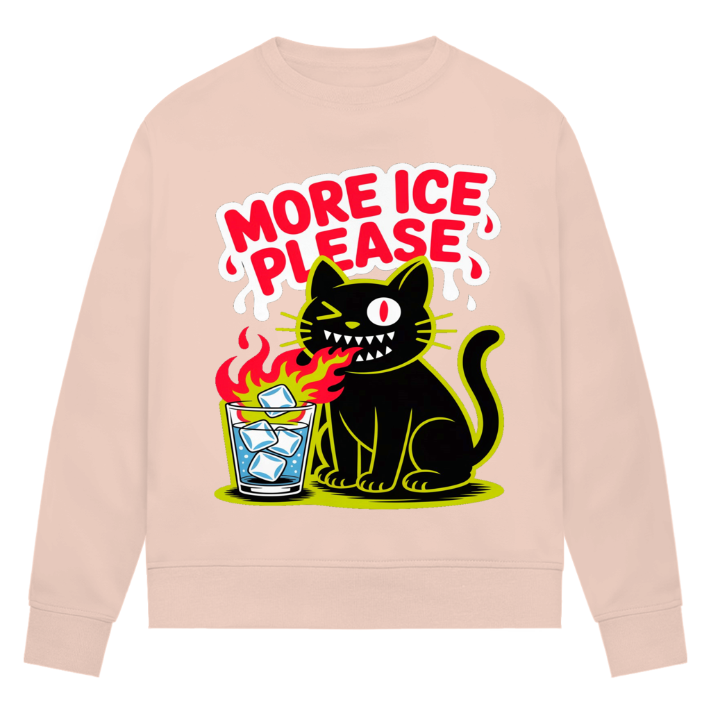 Damen Premium Bio Sweatshirt More Ice please cat