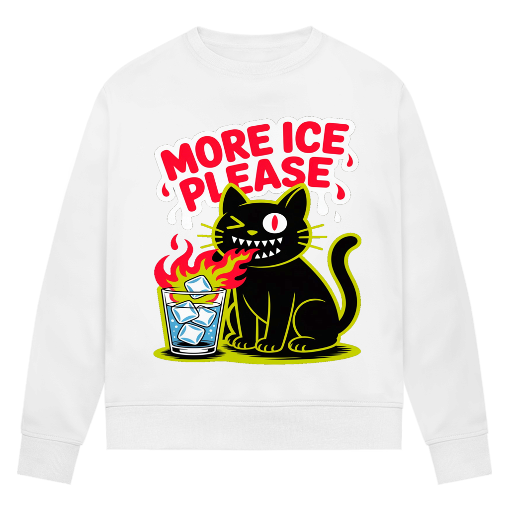 Damen Premium Bio Sweatshirt More Ice please cat