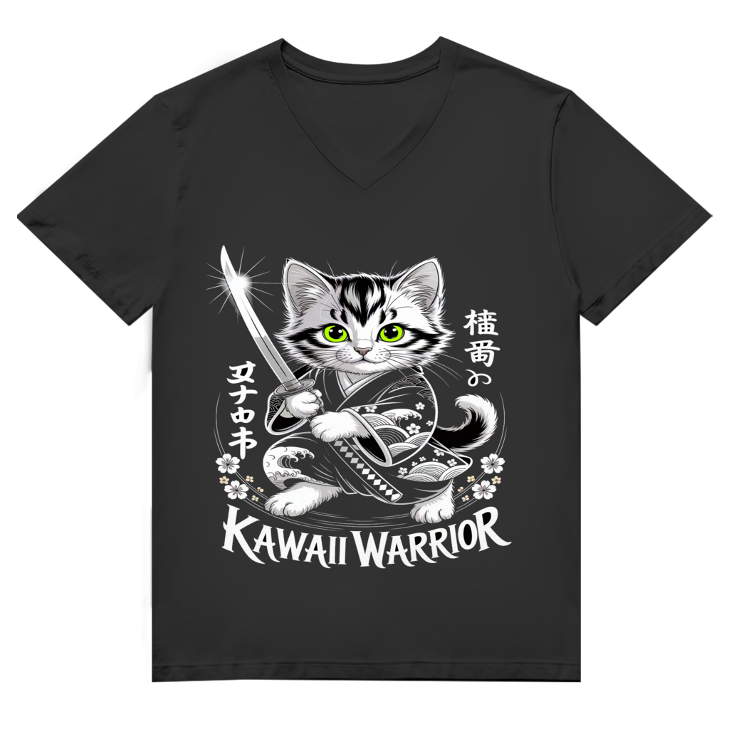Herren Premium Bio V-Neck T-Shirt Karate Cat