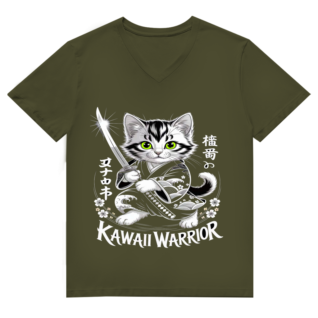 Herren Premium Bio V-Neck T-Shirt Karate Cat