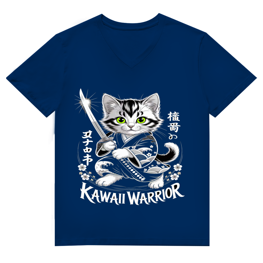 Herren Premium Bio V-Neck T-Shirt Karate Cat